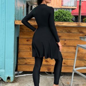 Alternative view of Burkini Muslim Modest Black Two Piece Women Long Sleeve UPF50+ Rash Guard Diveskin Trousers Swimdress