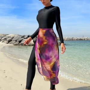 Front Zip Muslim Modest Two Piece Women Long Sleeve UPF50+ Rash Guard Diveskin Trousers Swimsuit