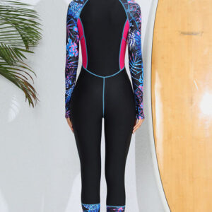 Alternative view of Crew Neck Zipper Color Block Printed Full-Coverage Keep Warm Wetsuit