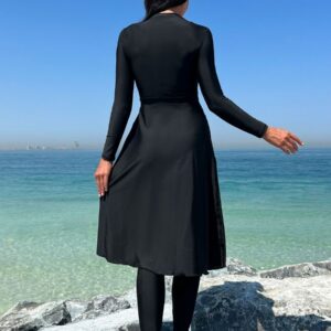Alternative view of Two Piece Muslim Modest Long Sleeve UPF50+ Women Rash Guard Trousers Swimdress
