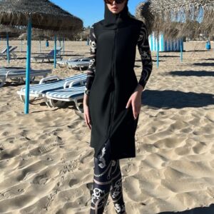 Full Coverage Muslim Modest Long Sleeve UPF50+ Women Rash Guard Trousers Swimdress