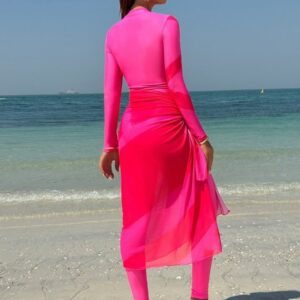 Alternative view of Full Coverage Front Zip Muslim Modest Long Sleeve UPF50+ Women Rash Guard Trousers Swimsuit