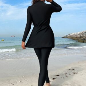 Alternative view of Muslim Modest Long Sleeve Full Coverage High Neck UPF50+ Women Rash Guard Trousers Swimsuit
