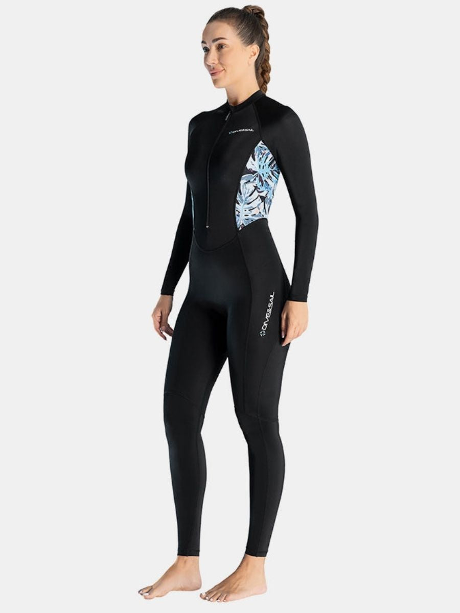 Lycra Women One-piece Front Zip Long Sleeve Diveskin Full Wetsuit - Image 5