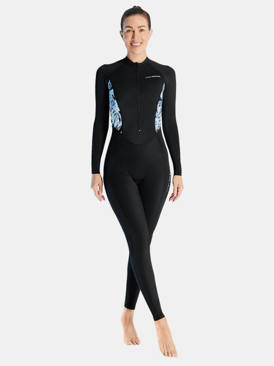 Lycra Women One-piece Front Zip Long Sleeve Diveskin Full Wetsuit - Image 4
