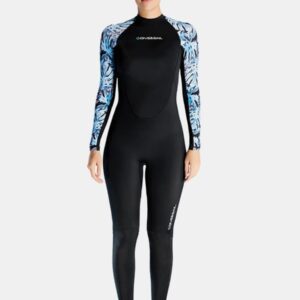 Floral Print One-Piece Long Sleeve Back Zip Women's Diveskin Full Wetsuit