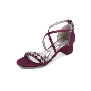 Alternative view of Open Toe Crystal Hollow Out Chunky Heels