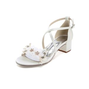 Open Toe Hollow Out Chunky Heels With Flowers
