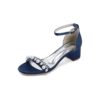 Open Toe Pearl Buckle Strap Chunky Heels