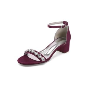 Satin Block-Heel Sandal With Diamond Embellishments